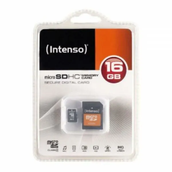 Mikro SD atminties kortelė su adapteriu INTENSO 3413470 16 GB 16 GB