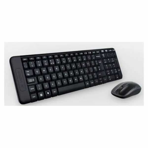 Klaviatūra un Bezvadu Pele Logitech MK220 Melns Spāņu Qwerty