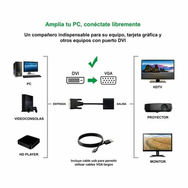 DVI uz VGA Adapteris NANOCABLE 10.16.2008-BK Melns