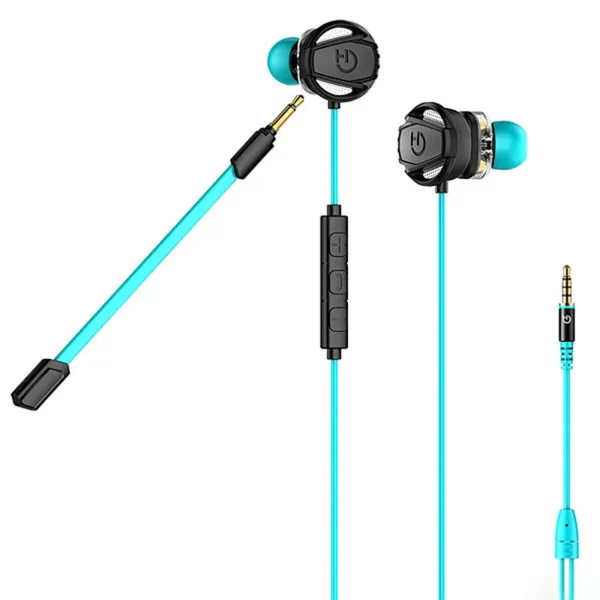 Žaidimų ausinės su mikrofonu Hiditec GHE010002 (3.5 mm) Juoda Mėlyna