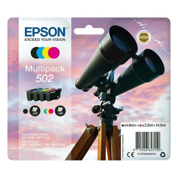 Saderīgs tintes kārtridžs Epson 502 Multipack 14,5 ml Dzeltens Melns Ciānkrāsa Fuksīns Jā
