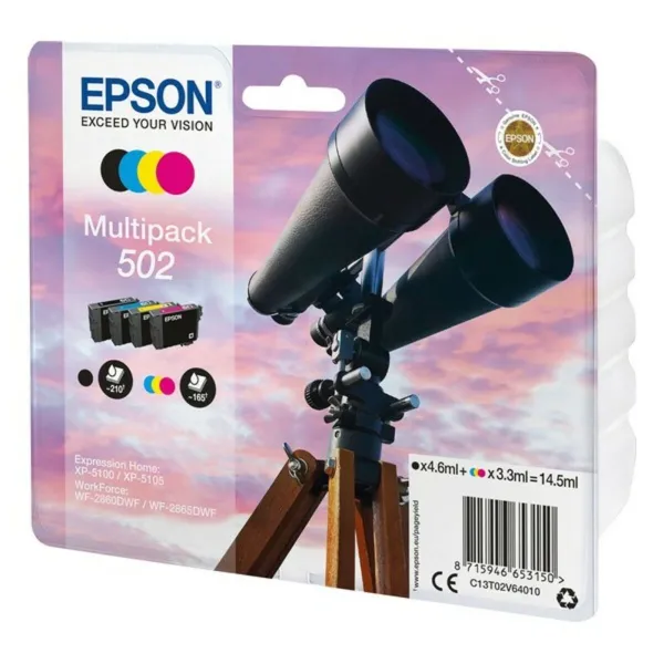 Saderīgs tintes kārtridžs Epson 502 Multipack 14,5 ml Dzeltens Melns Ciānkrāsa Fuksīns Jā