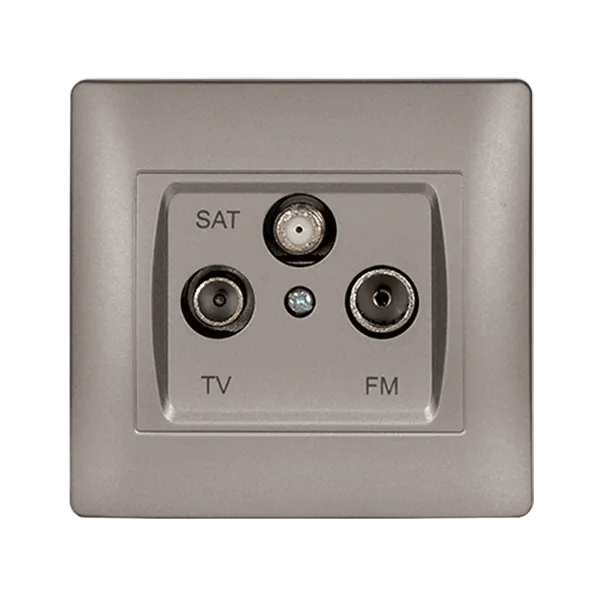RHYME TV+FM+SAT розетка серый металлик