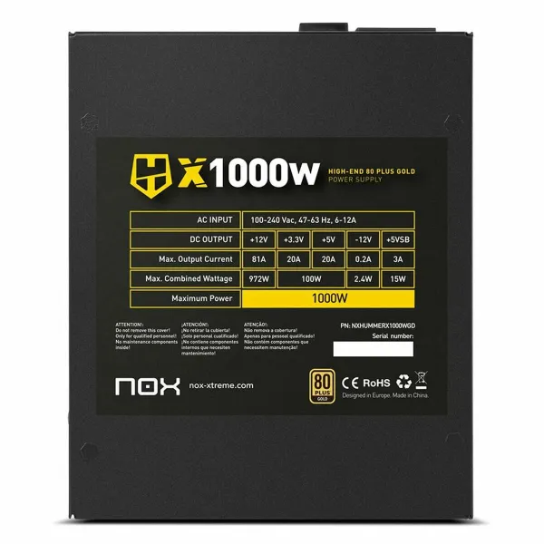 Maitinimo blokas Nox-Xtreme NXHUMMERX1000WGD 1000 W ATX 80 Plus Gold