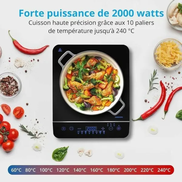 Indukcijas Plīts Medion Melns 2000 W