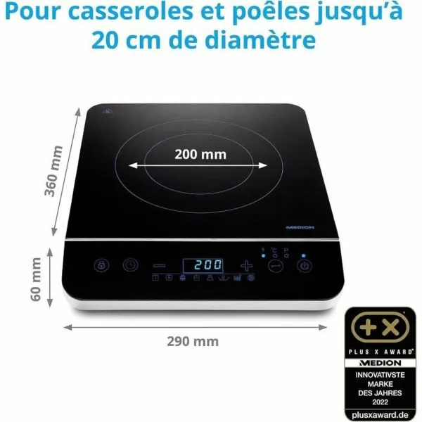 Indukcijas Plīts Medion Melns 2000 W