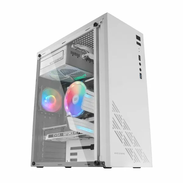 ATX pusiau bokšto tipo korpusas Mars Gaming MC100W ATX LED RGB Balta