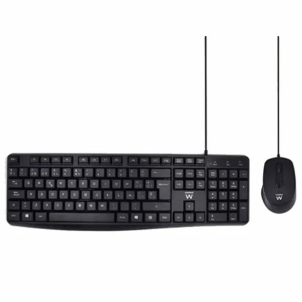 Klaviatūra un Pele Ewent EW3006 Melns Spāņu Qwerty