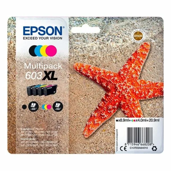 Originali rašalo kasetė Epson EP66820 Spalvotas Juoda Geltona