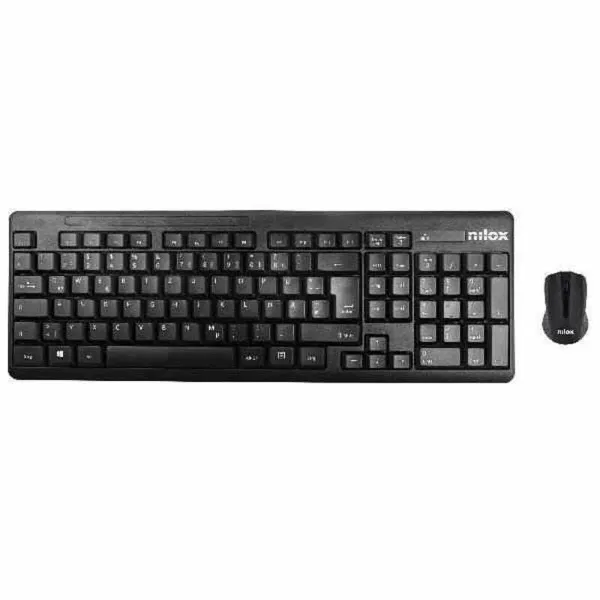 Klaviatūra ir belaidė pelė Nilox NXKMWE0001 Juoda Ispaniška Qwerty QWERTY