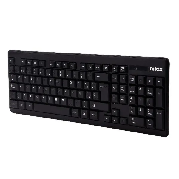 Klaviatūra ir belaidė pelė Nilox NXKMWE0001 Juoda Ispaniška Qwerty QWERTY