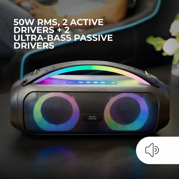 Nešiojamos Bluetooth garso kolonėlės Mars Gaming MS-PULSE BT 5.3 Juoda 4 W 50 W