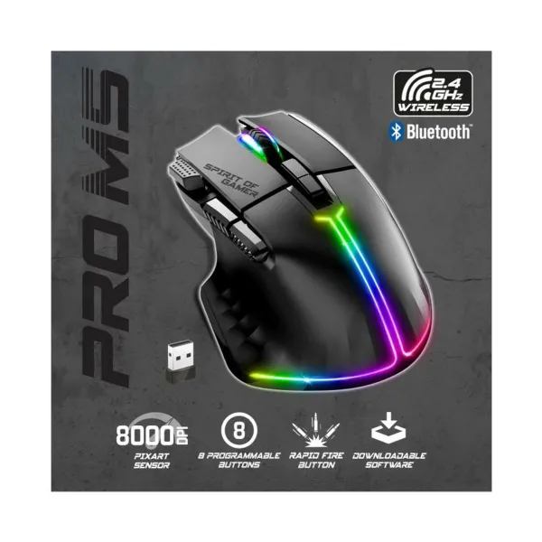 Belaidė pelė Spirit of Gamer Pro M5 Juoda 8000 dpi
