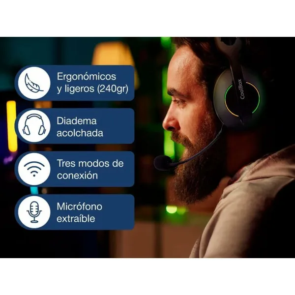 Austiņas ar Mikrofonu Spēlēm CoolBox COO-AUM-WB01-B Melns