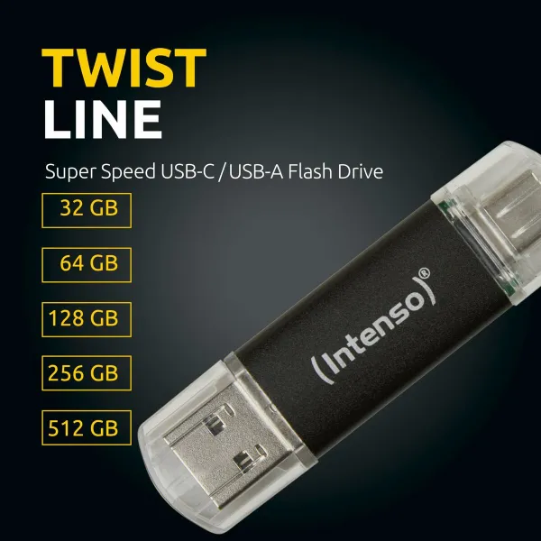USB atmintukas INTENSO Twist Line 256 GB Antracito (2 vnt.)