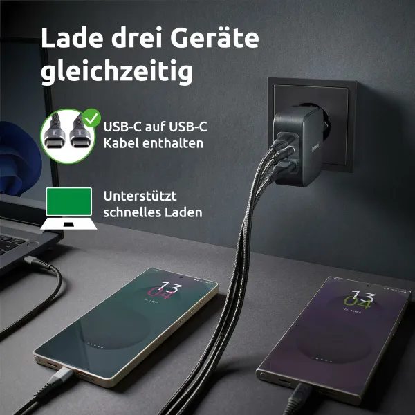 Sienas Lādētājs INTENSO GaN W100ACC Melns 100 W