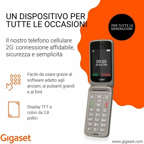 Mobilusis telefonas vyresnio amžiaus žmonėms Gigaset S30853-H1231-R102 Pilka 2,8"