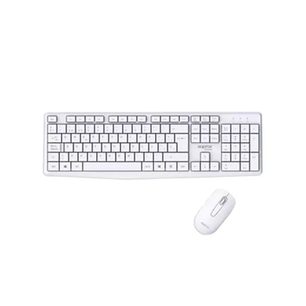 Klaviatūra ir pelė approx! X420W 1000DPI Balta Ispanų Ispaniška Qwerty