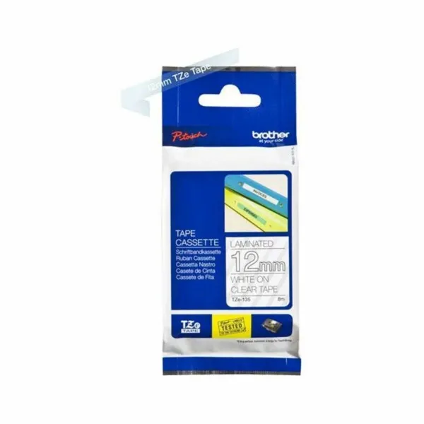 Laminated Tape for Labelling Machines Brother TZE135 White 12 mm x 8 m