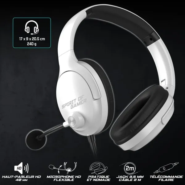 Ausinės su mikrofonu Spirit of Gamer Pro H4 Balta