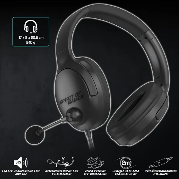 Ausinės su mikrofonu Spirit of Gamer Pro H4 Juoda