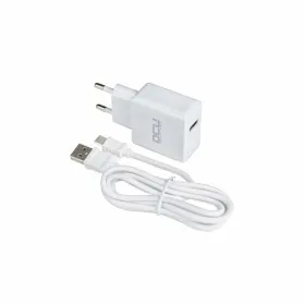 Sienas Lādētājs + USB A uz USB C Kabelis DCU 66826 Balts (1 m)