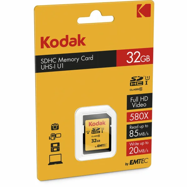 Mikro SD atminties kortelė su adapteriu Kodak SDHC32GBCLASS10U1 32 GB SDHC UHS-I 10 klasė