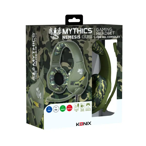Ausinės su mikrofonu KONIX KX MY UNIV NEMESIS CAMO Juoda Spalvotas