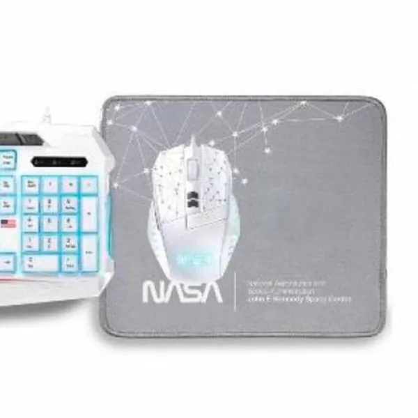 Klaviatūra ir pelė NASA ANDROMEDA4IN1-W Balta Spalvotas Ispaniška Qwerty