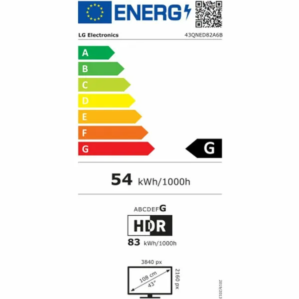 Viedais TV LG 43QNED82A6B 43" 4K Ultra HD LED HDR Edge-LED QNED