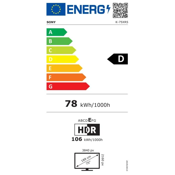Viedais TV Sony K75XR55BP