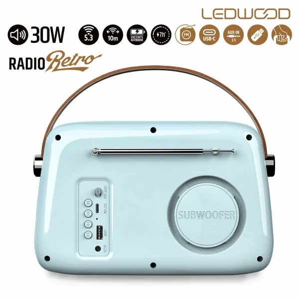 Tranzistorinis radijas Ledwood ALMA BLUE Mėlyna 30 W