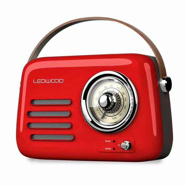 Tranzistorinis radijas Ledwood ALMA RED Raudona 30 W