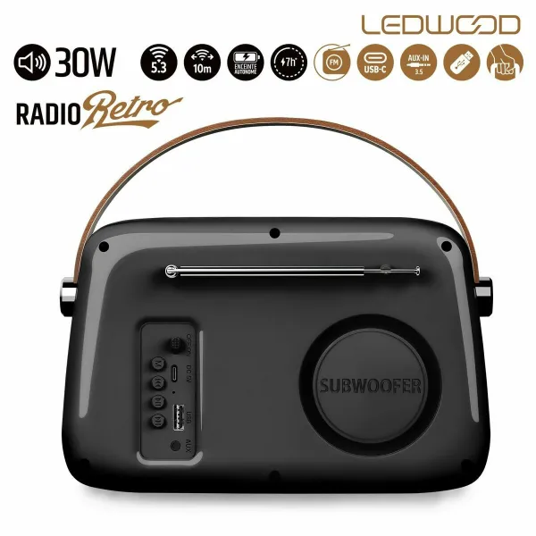 Tranzistorinis radijas Ledwood ALMA BLK Juoda 30 W