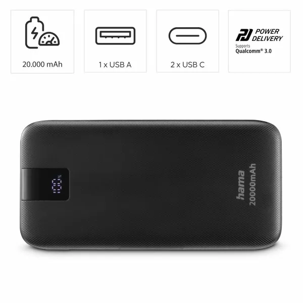 Portatīvā datora baterija Hama 00201719 Antracīts 20000 mAh