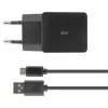 Seinalaadija + USB A - USB C Kaabel KSIX USB Must