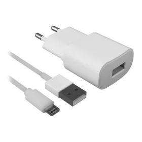 Seinalaadija + MFI Sertifikaadiga Kaabelvalgustus Contact Apple-compatible 2.1A Valge