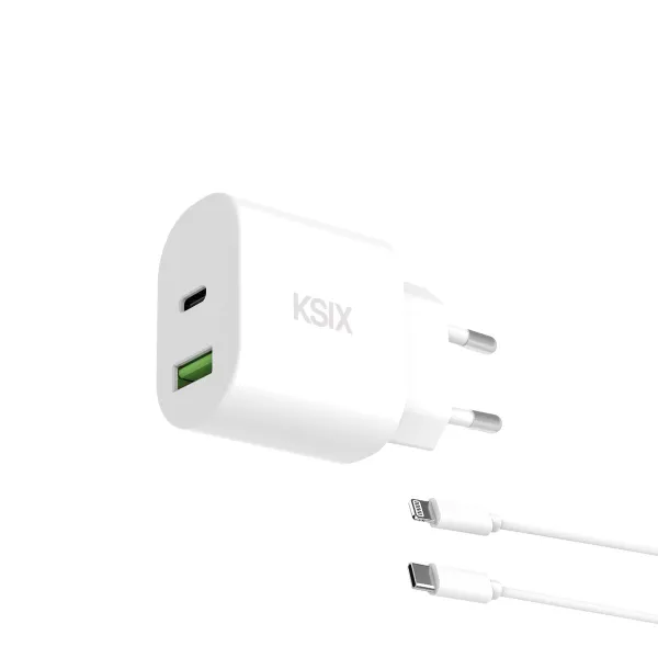 Sienas Lādētājs KSIX Balts 20 W