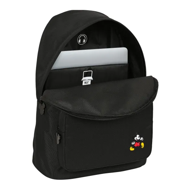 Kannettavan reppu Mickey Mouse Clubhouse Musta 31 x 41 x 16 cm