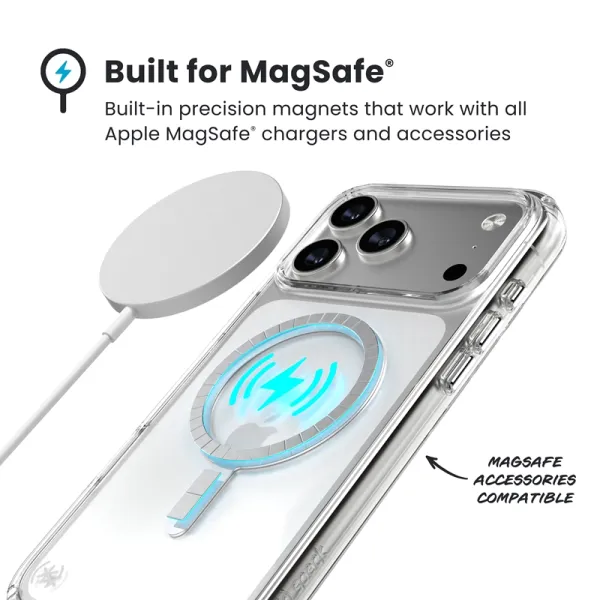Speck Presidio Perfect Clear MagSafe - iPhone 17 Pro Max Case (Clear / Silver)