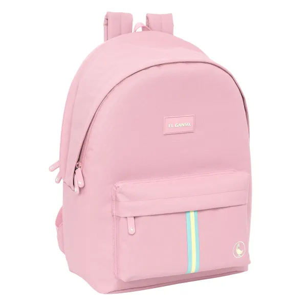 USB-liitännällä varustettu reppu kannettavalle tietokoneelle ja tabletille El Ganso Basics Pinkki