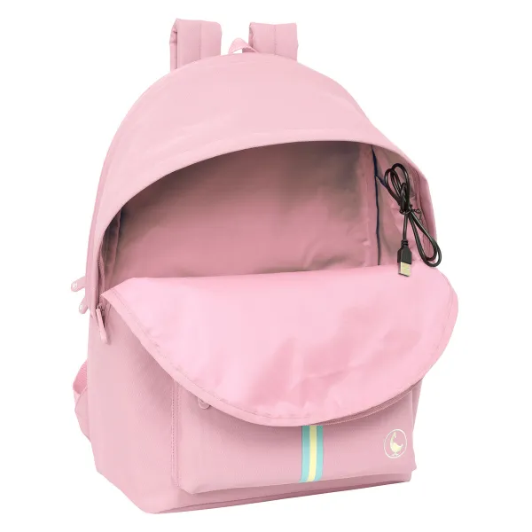 USB-liitännällä varustettu reppu kannettavalle tietokoneelle ja tabletille El Ganso Basics Pinkki