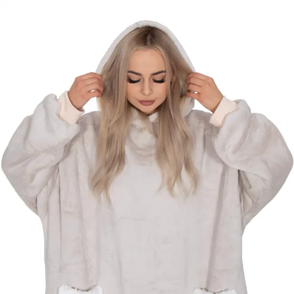 Oversized kapuutsiga tekk Springos HA7322 helehall