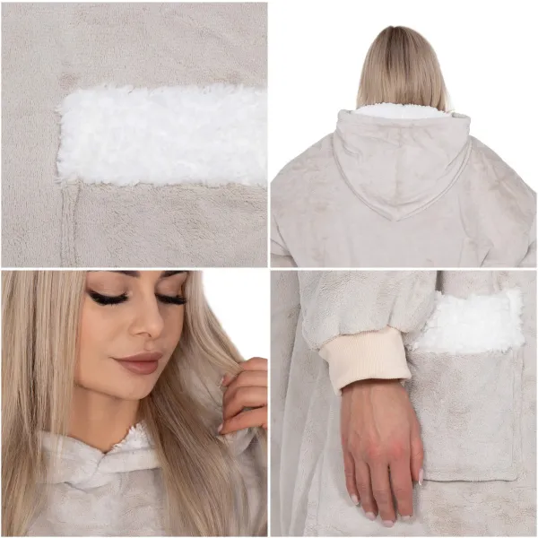 Одеяло с капюшоном большого размера hoodie blanket Springos HA7322 светло-серое