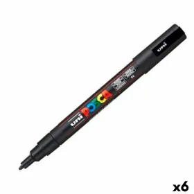 Merkkarikynä/huopakärkitussi POSCA PC-3M Musta (6 osaa)