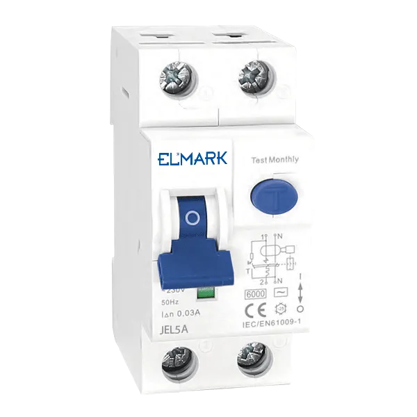 Elektromagnetinis srovės nuotėkio jungiklis JEL5A 6kA 2P 25A/30mA