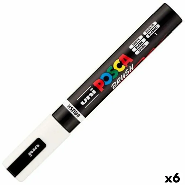 Marķieris BRUSH POSCA PC-5BR Balts (6 gb.)