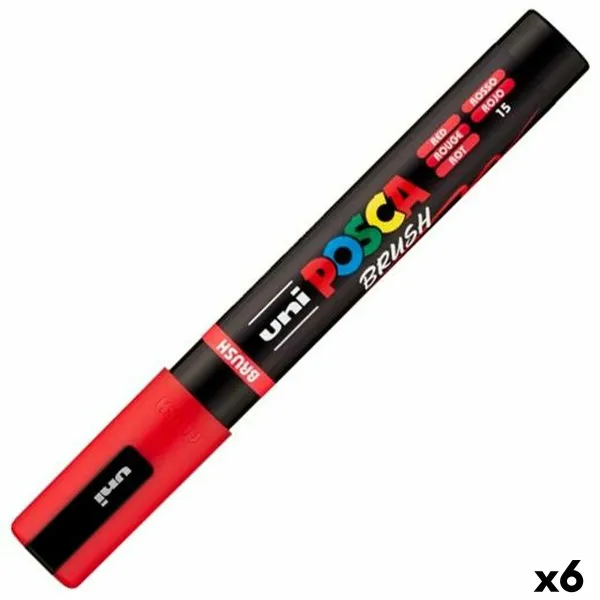 Marker BRUSH POSCA PC-5BR Punane (6 Ühikut)