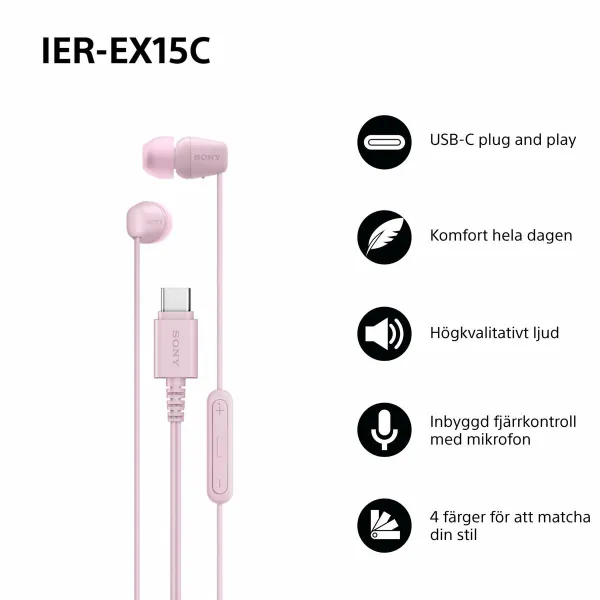 Headphones Sony IEREX15CP Pink
