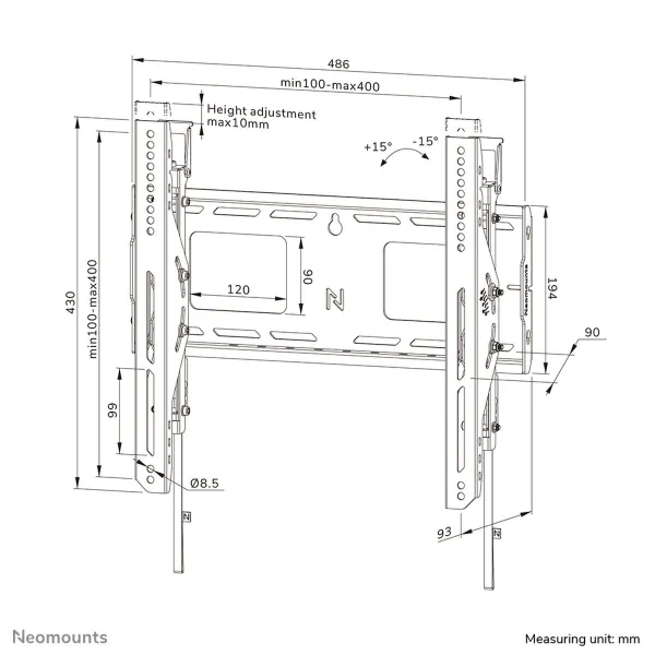 TV laikiklis Neomounts WL35-750BL14 32" 75" 100 kg